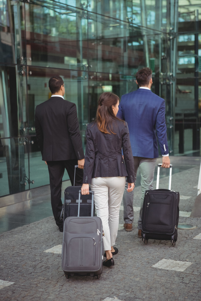 Voyageurs tirant des valises.